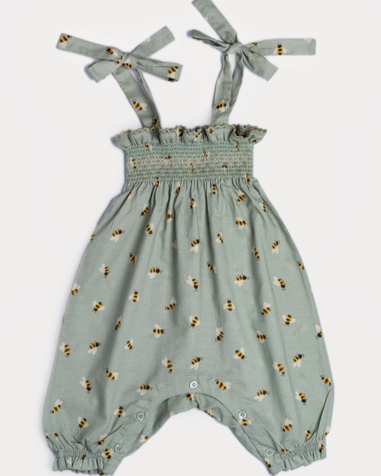 Audrey Smocked Romper - Honey Bees
