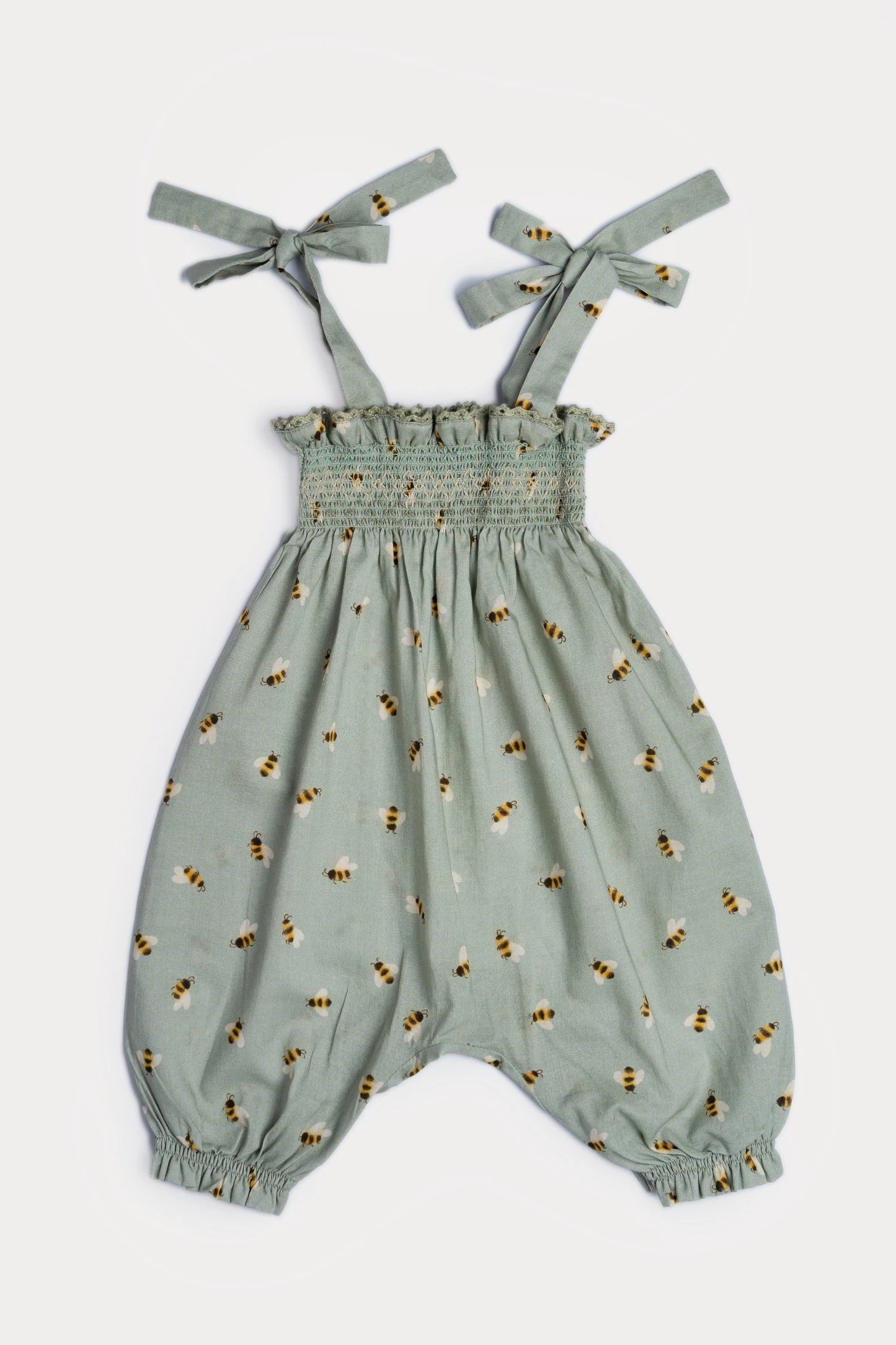 Audrey Smocked Romper - Honey Bees