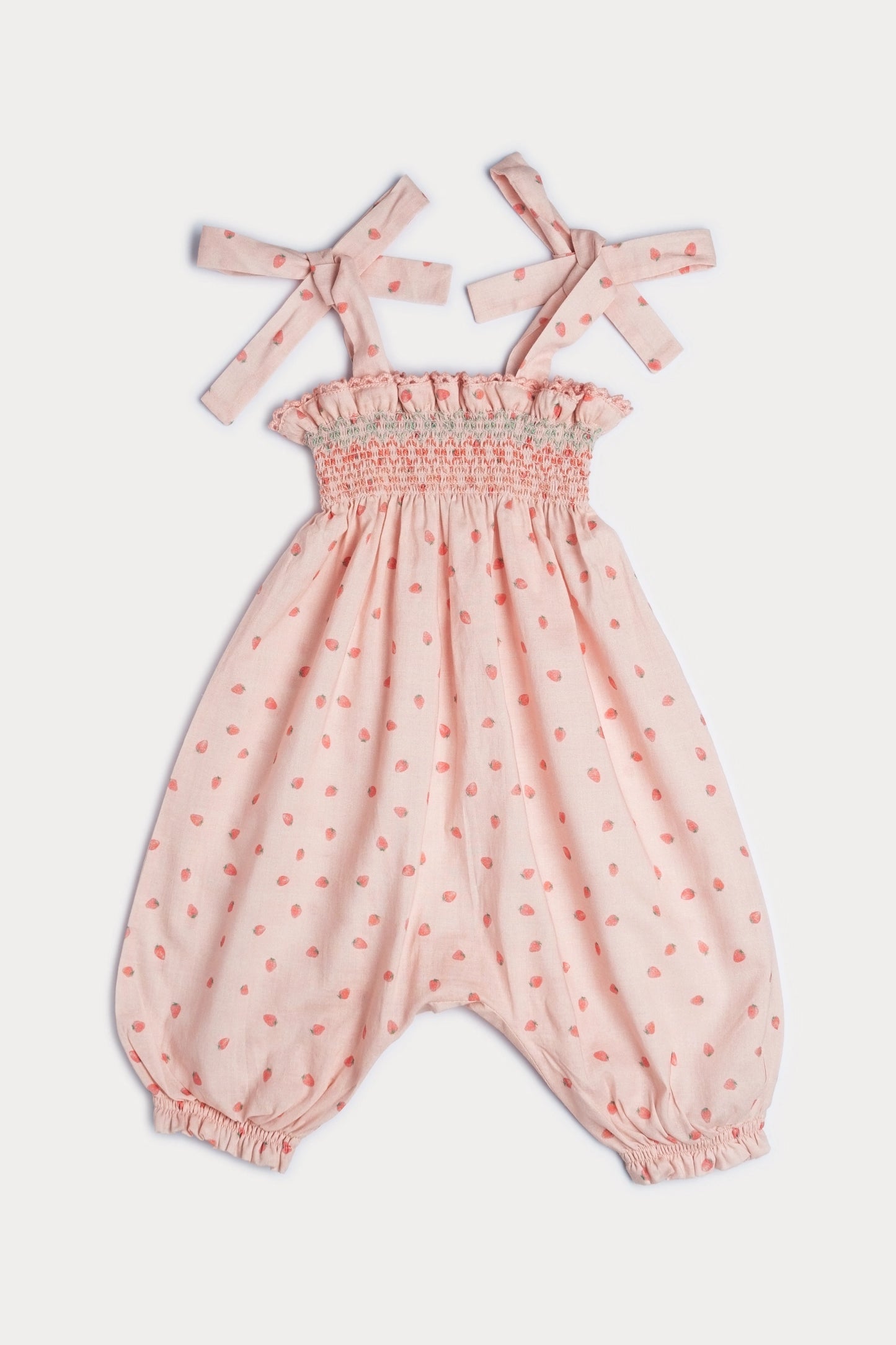 Audrey Smocked Romper - Fraises