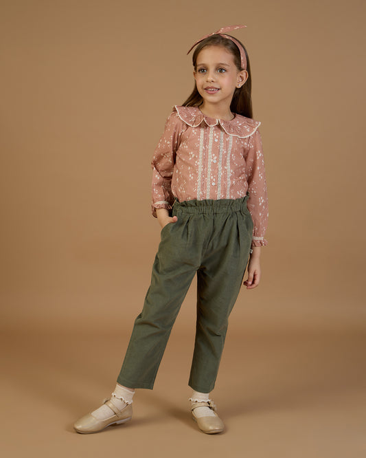 Ella Blouse - Fawn Print Soft Pinkish Brown
