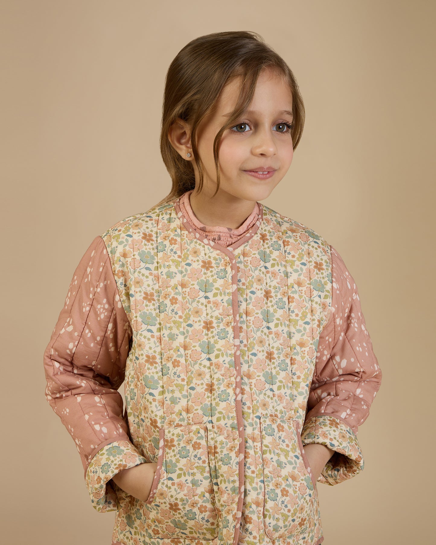 Harriet Jacket - Pinkish Brown & Cream