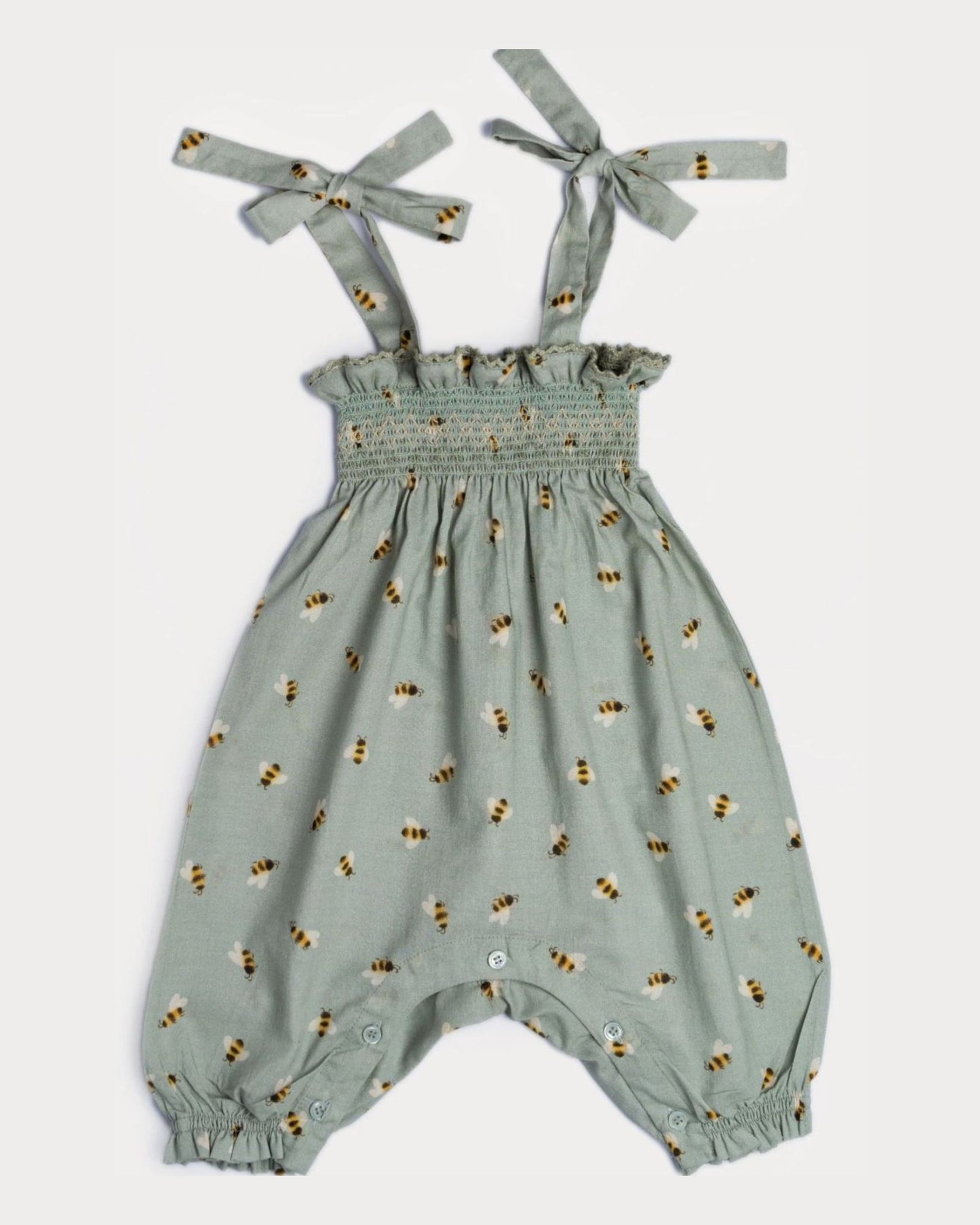 Audrey Smocked Romper - Honey Bees