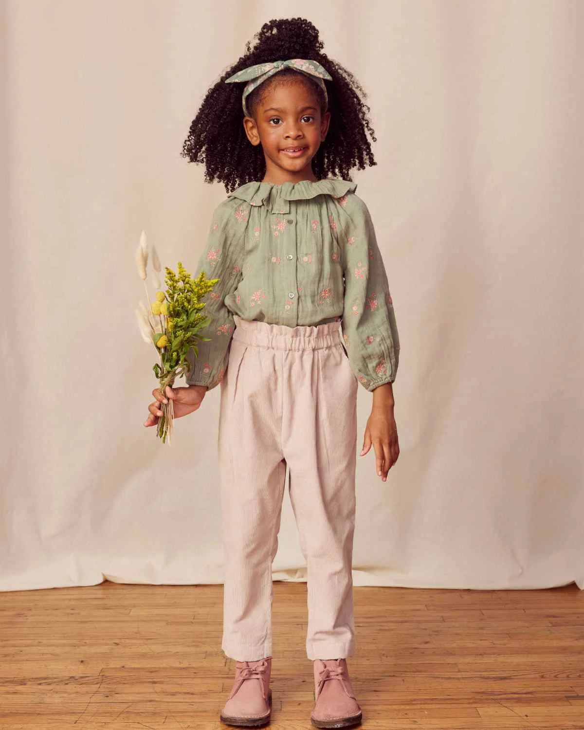 Early Sunday, Adrin Trouser in Beige, made from Cotton Corduroy fabric, featuring front view of model wearing it, shown in a front view of model wearing it