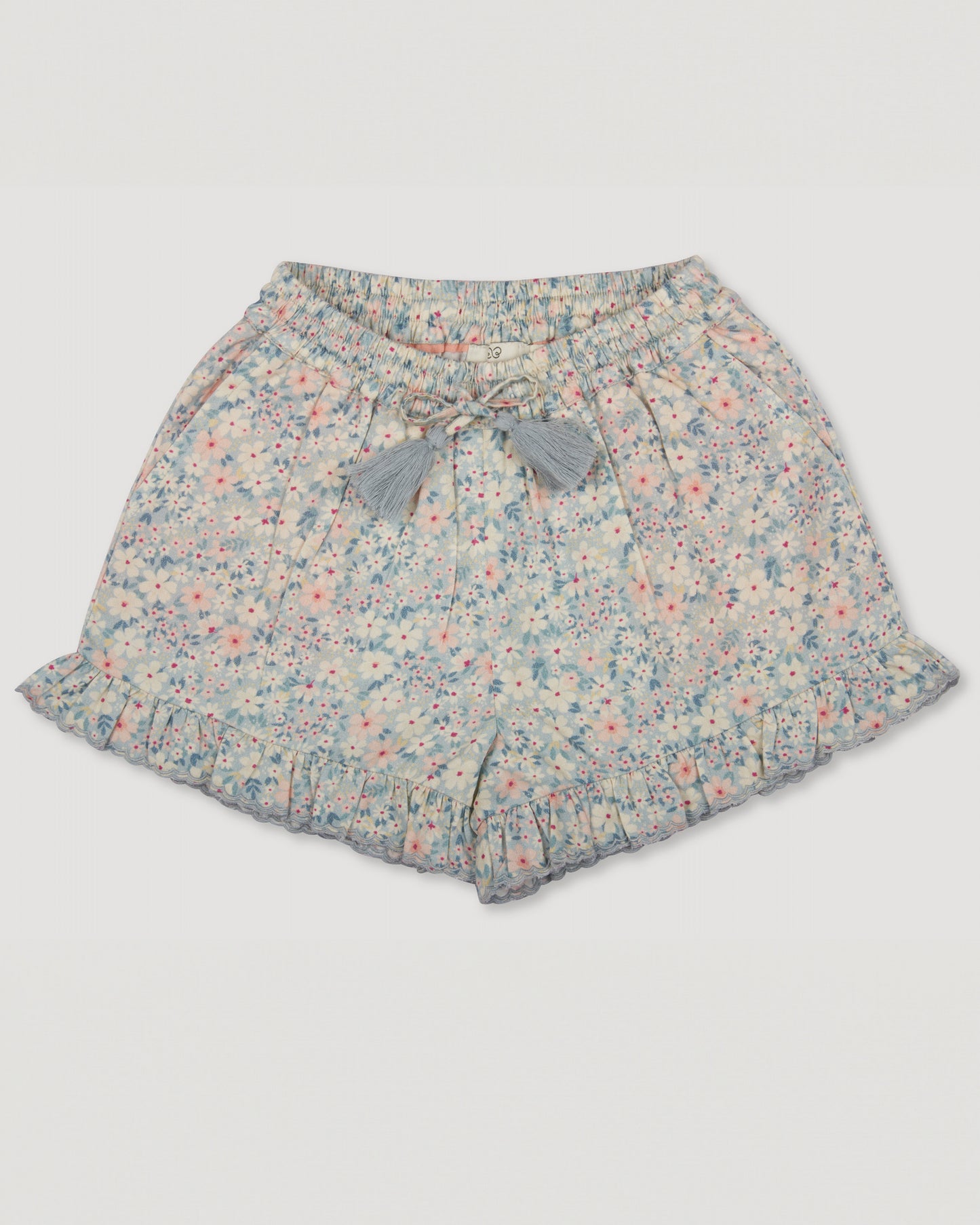 Early Sunday, Ambroise Shorts in Amelia print, made from Printed Cotton Twill fabric, featuring relaxed fit with an elasticated waistband for ease and comfort, shown in a front flat-lay view