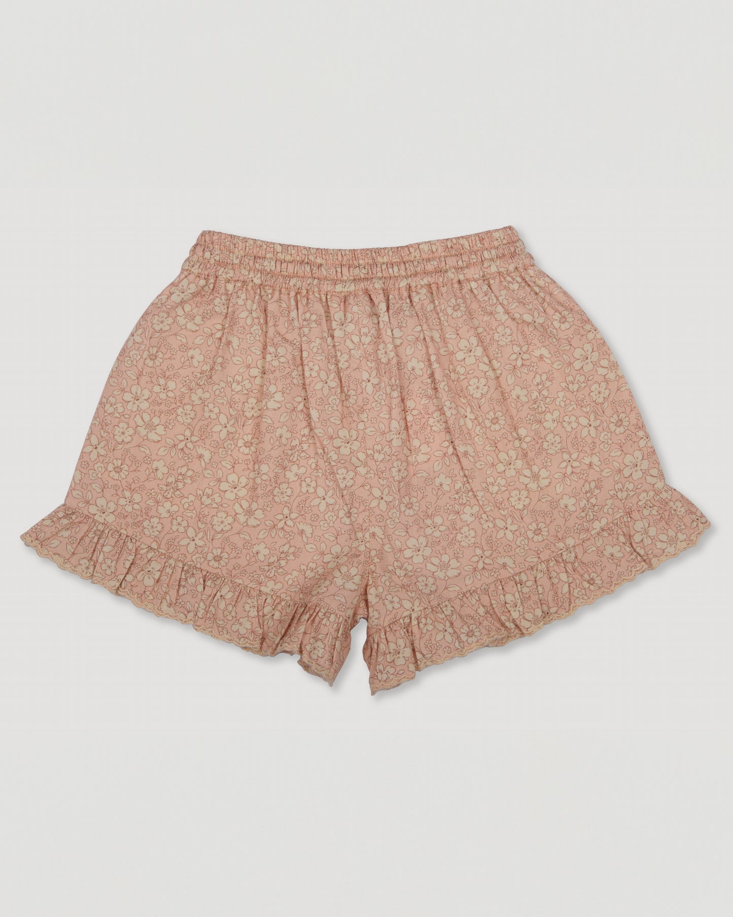 Early Sunday, Ambroise Shorts in Garden Flowers print, made from Printed Cotton Twill fabric, featuring relaxed fit with an elasticated waistband for ease and comfort, shown in a back flat-lay view