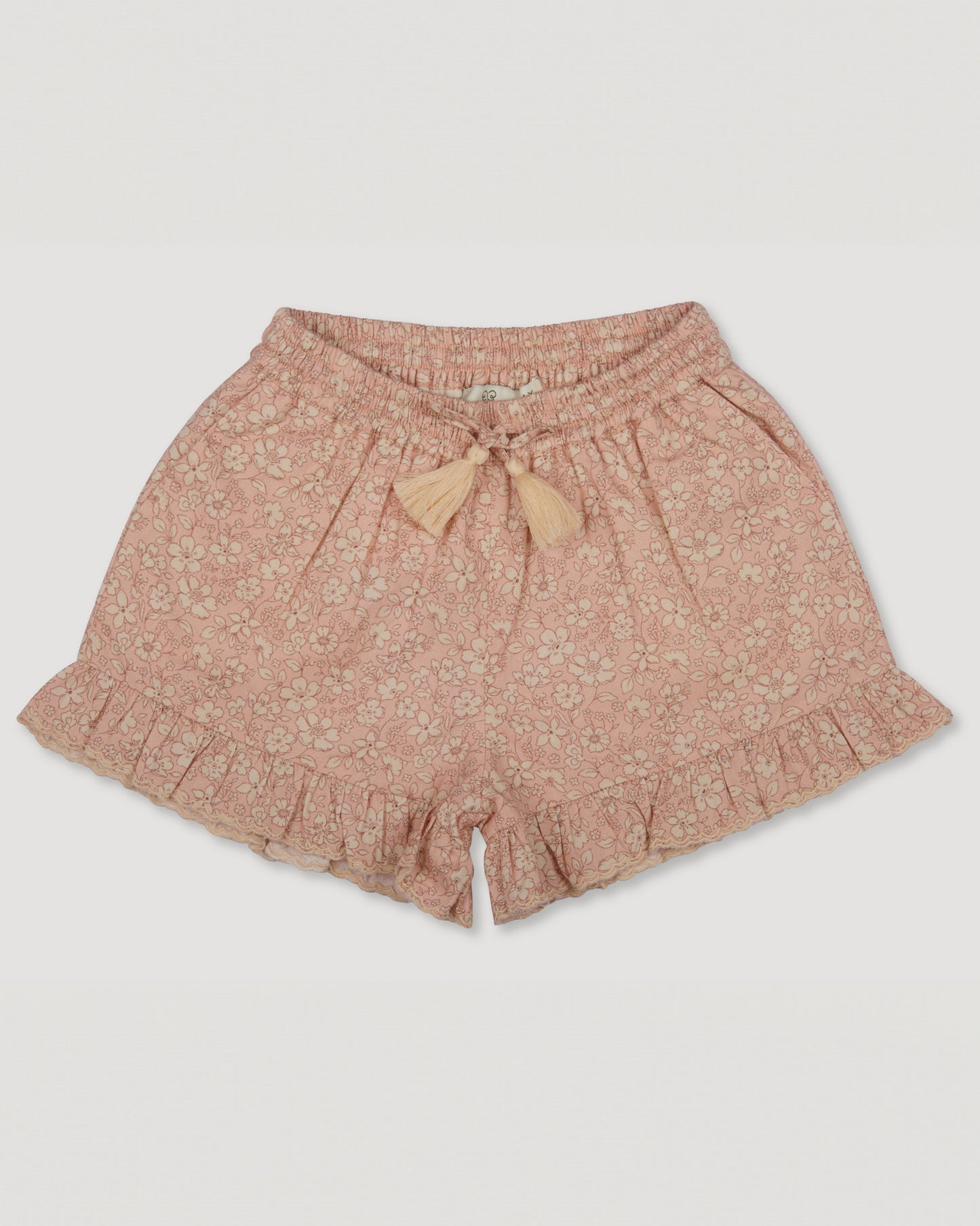 Early Sunday, Ambroise Shorts in Garden Flowers print, made from Printed Cotton Twill fabric, featuring relaxed fit with an elasticated waistband for ease and comfort, shown in a front flat-lay view