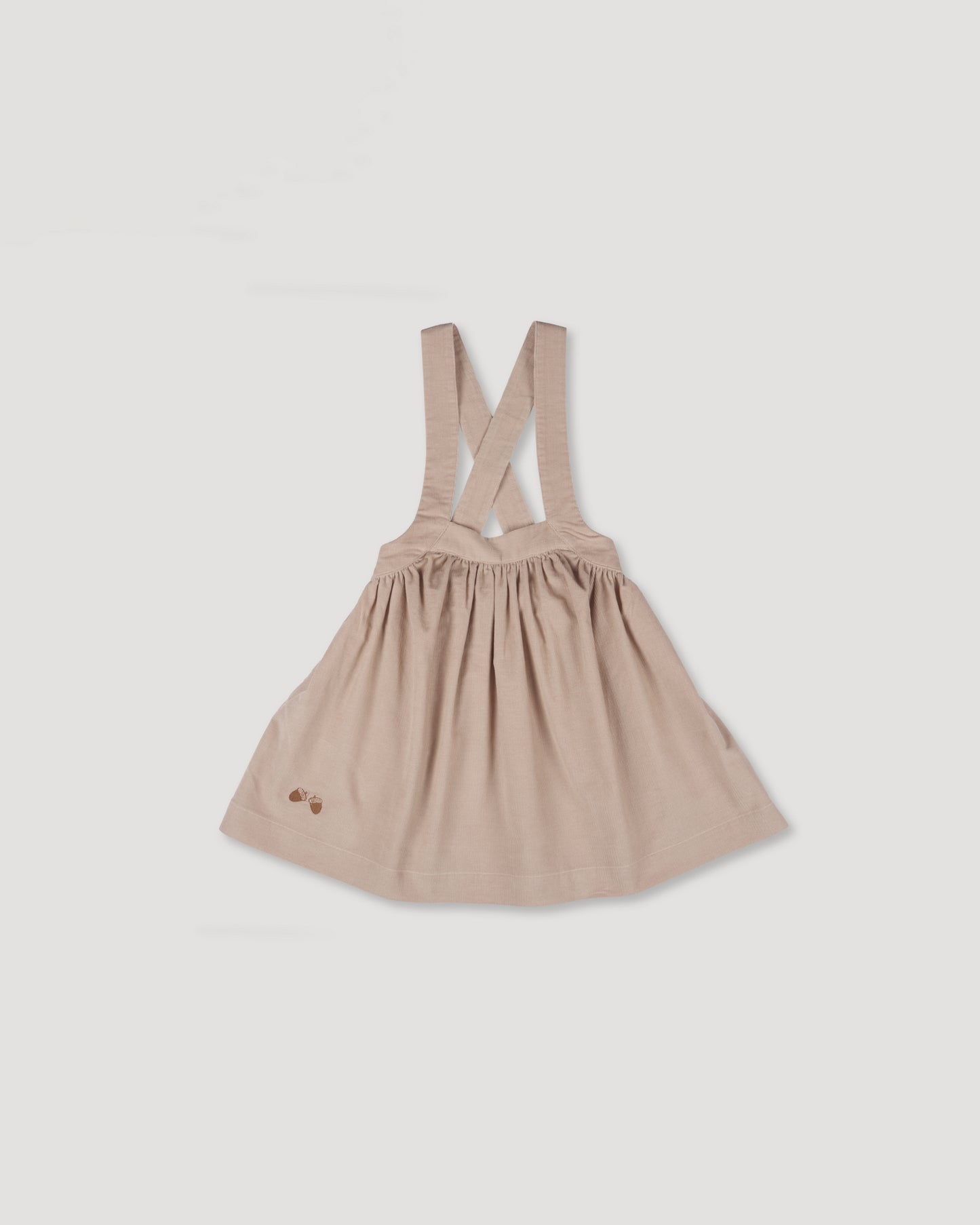 Early Sunday, Annie Skirt in Beige color, made from Cotton Corduroy fabric, featuring a relaxed fit with an elastic waistband & beautiful embroidery, shown in a front flat-lay view