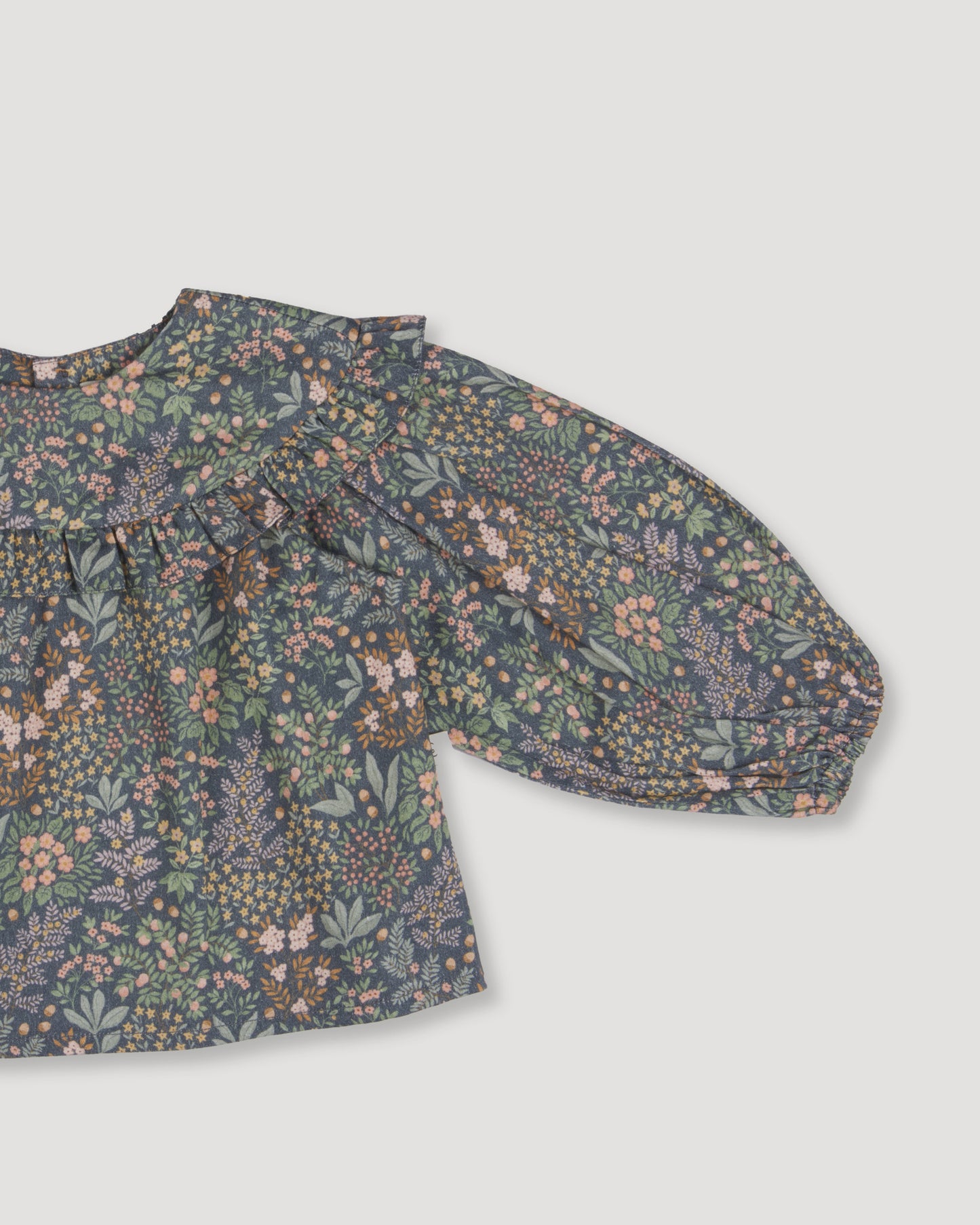 The Charlotte Baby Dress & Bloomer - Autumn Garden Greyish Blue