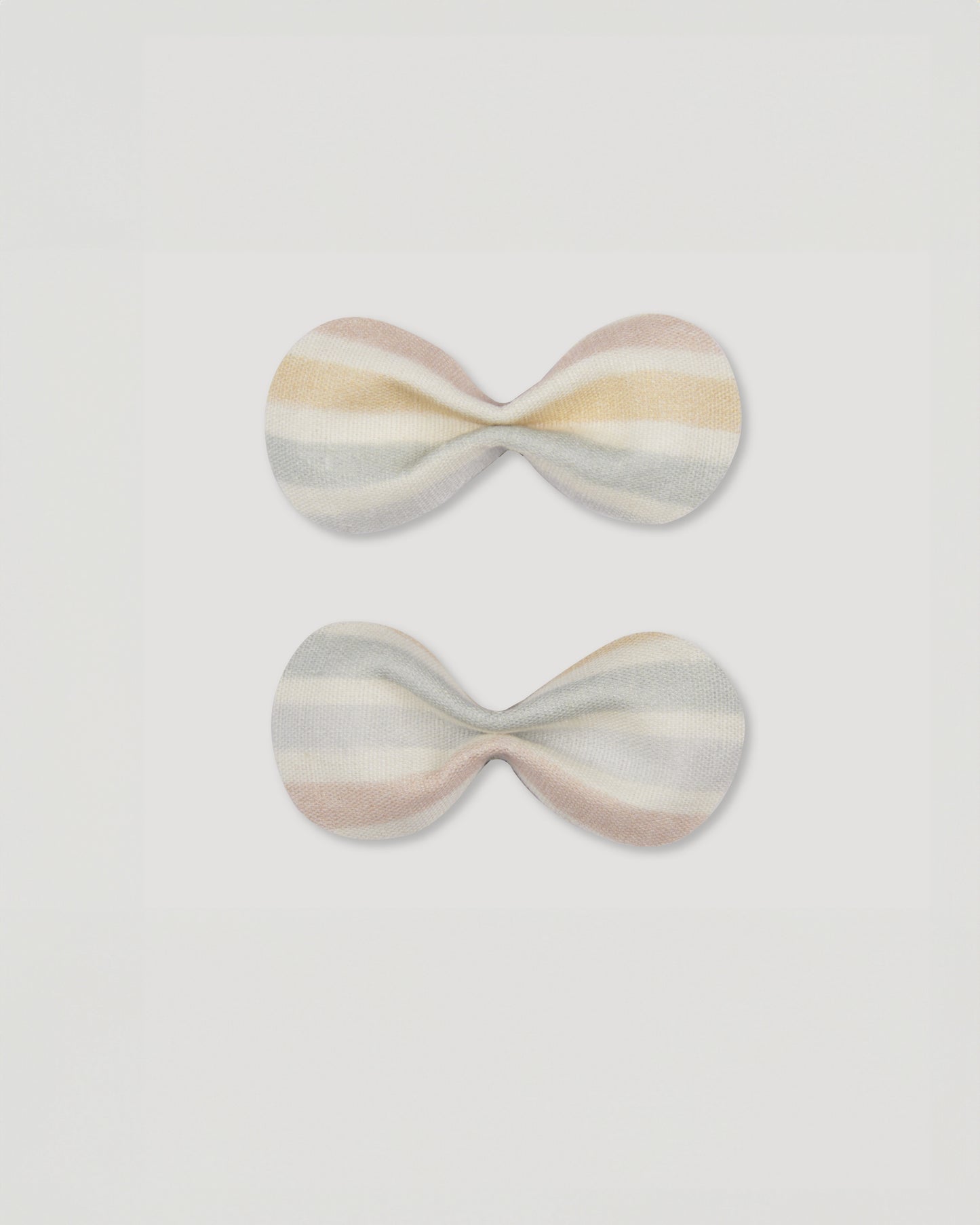 Early Sunday, Penelope Alligator Clip in Summer Stripe, made from Printed canvas 70% Cotton 30% Linen fabric, featuring a fabric bow design with a secure hair clip fastening, shown in a front flat-lay view