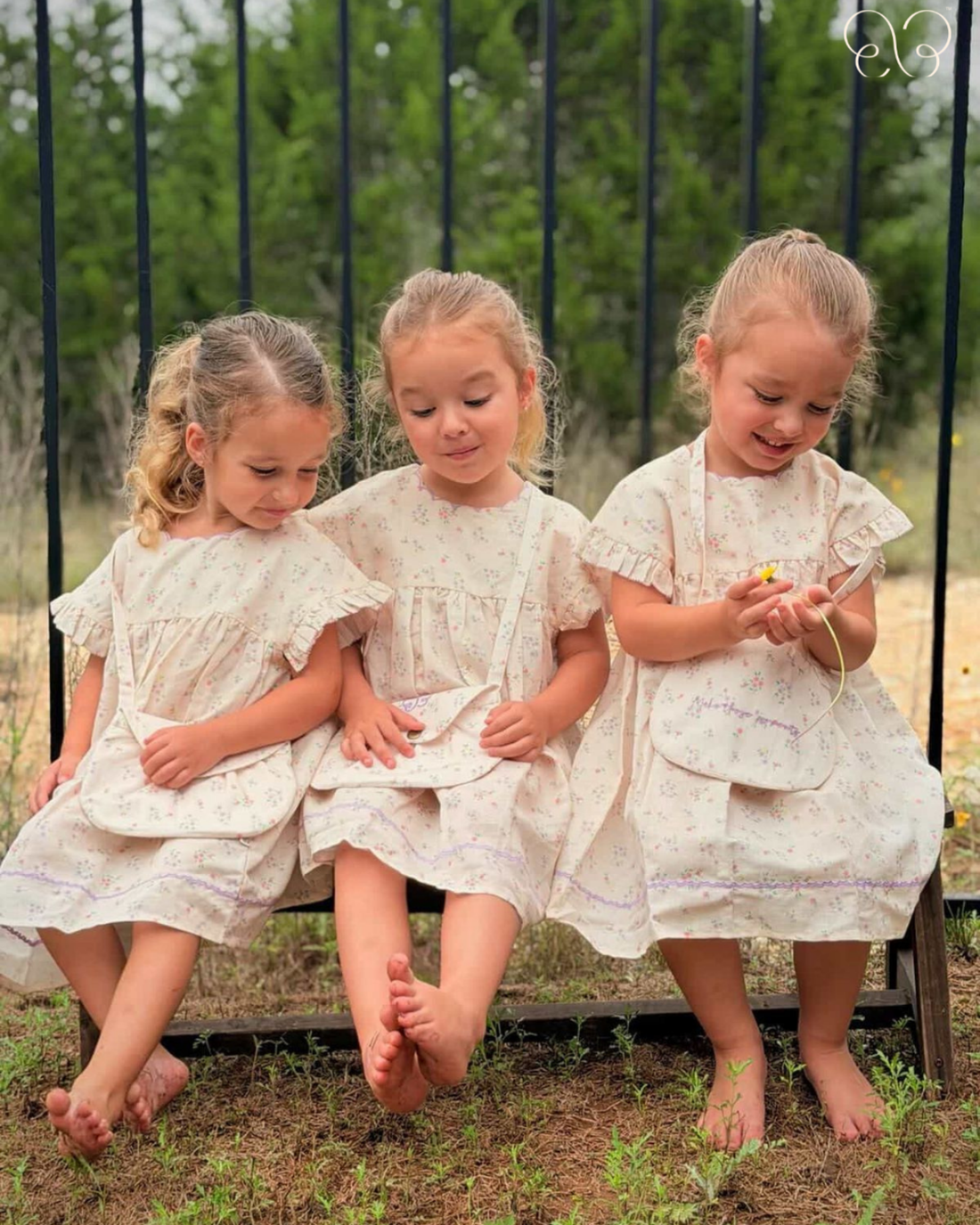 Siblings wearing matching outfits