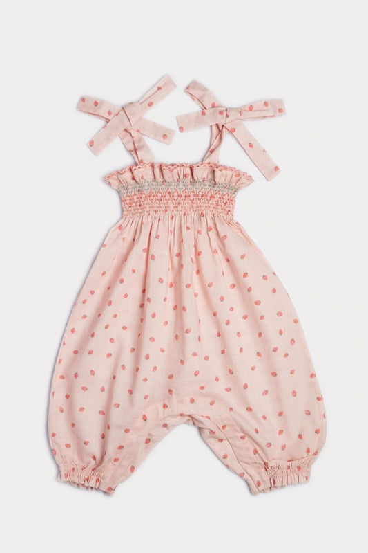 Audrey Smocked Romper - Fraises