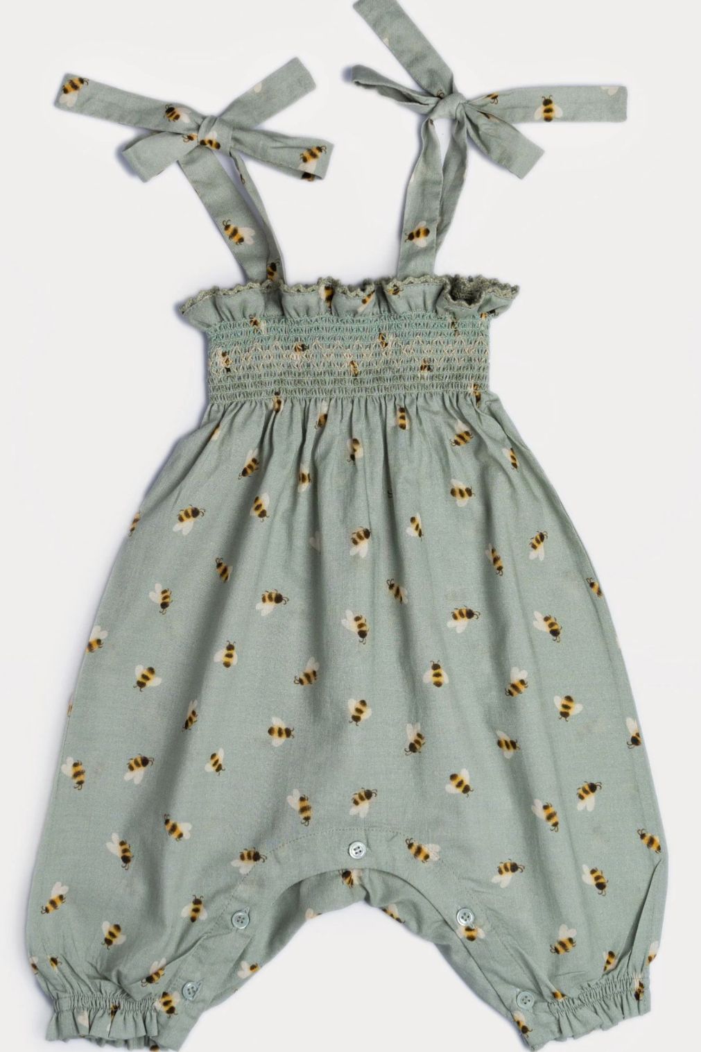 Audrey Smocked Romper - Honey Bees