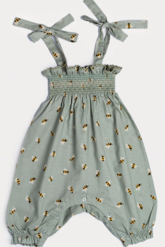 Audrey Smocked Romper - Honey Bees