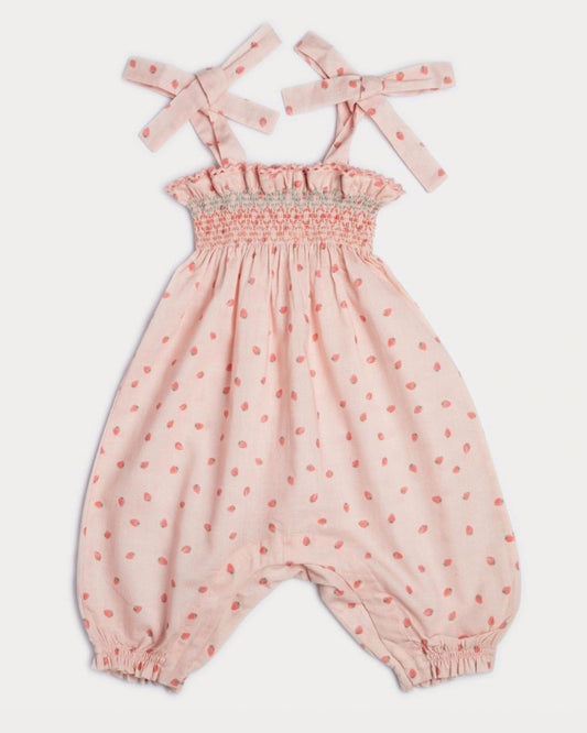 Audrey Smocked Romper - Fraises