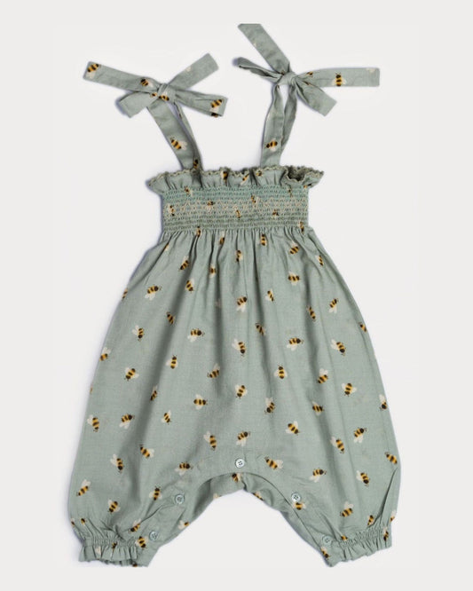 Audrey Smocked Romper - Honey Bees