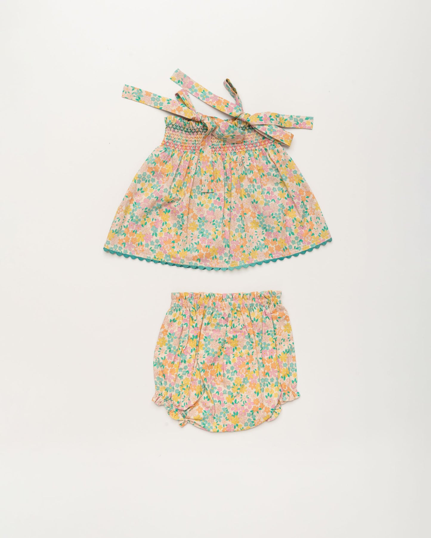 Didi Baby Smock Top & Bloomer Set - Emma floral mint