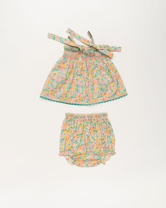 Didi Baby Smock Top & Bloomer Set - Emma floral mint