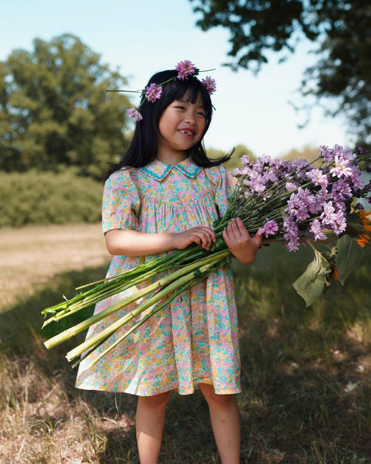 Beth Dress - Emma Floral Mint print