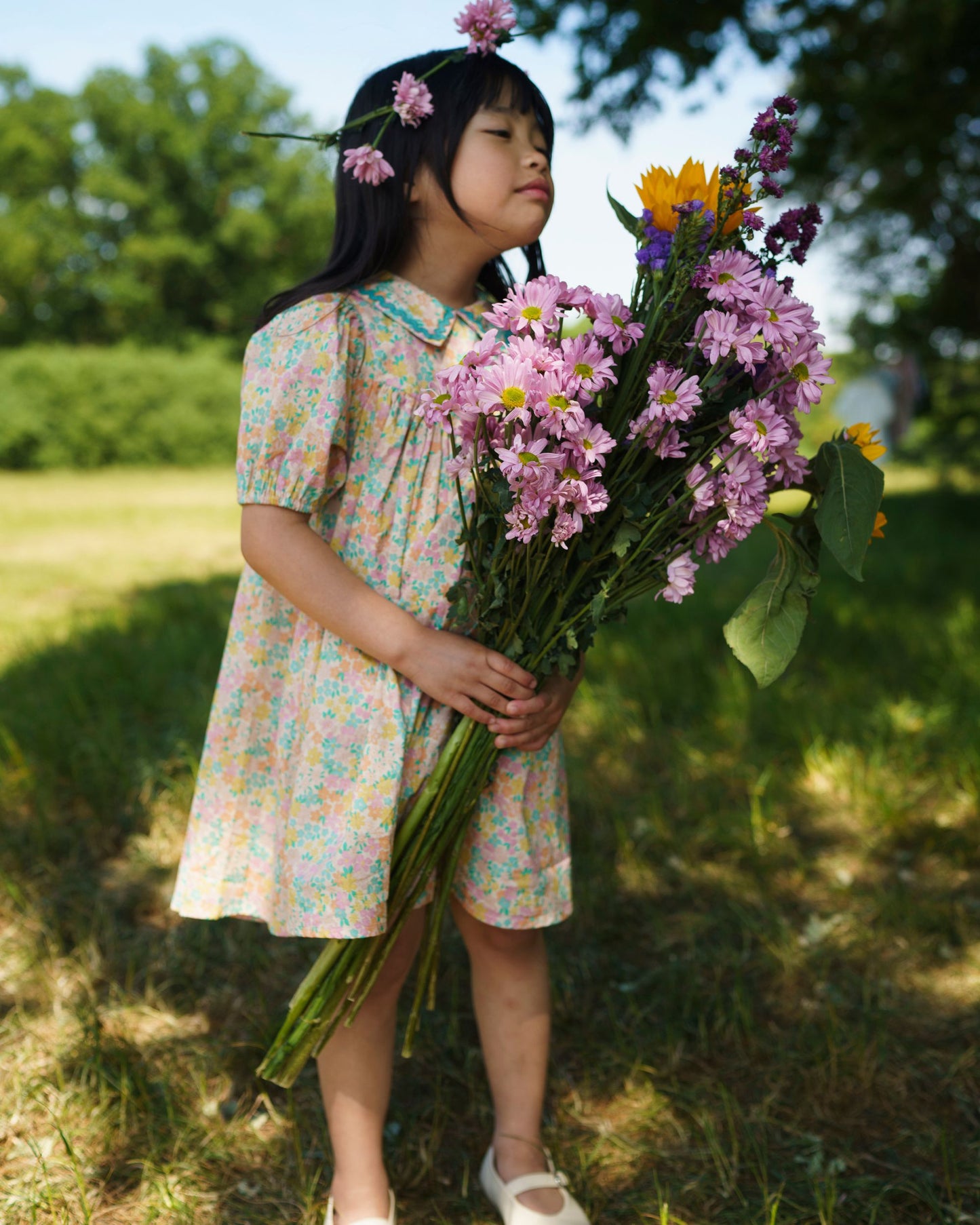 Beth Dress - Emma Floral Mint print