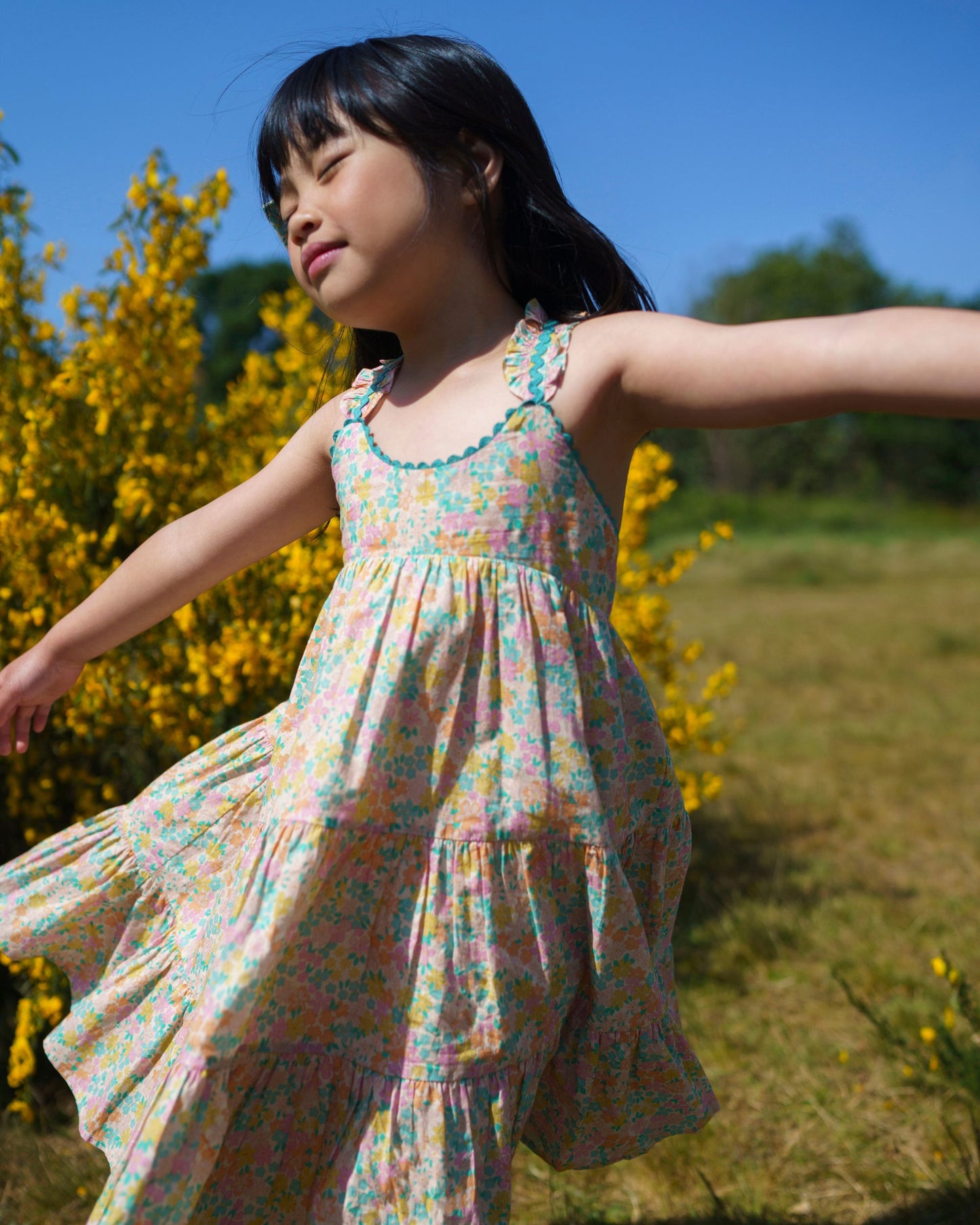Laura Dress - Emma Floral Mint print