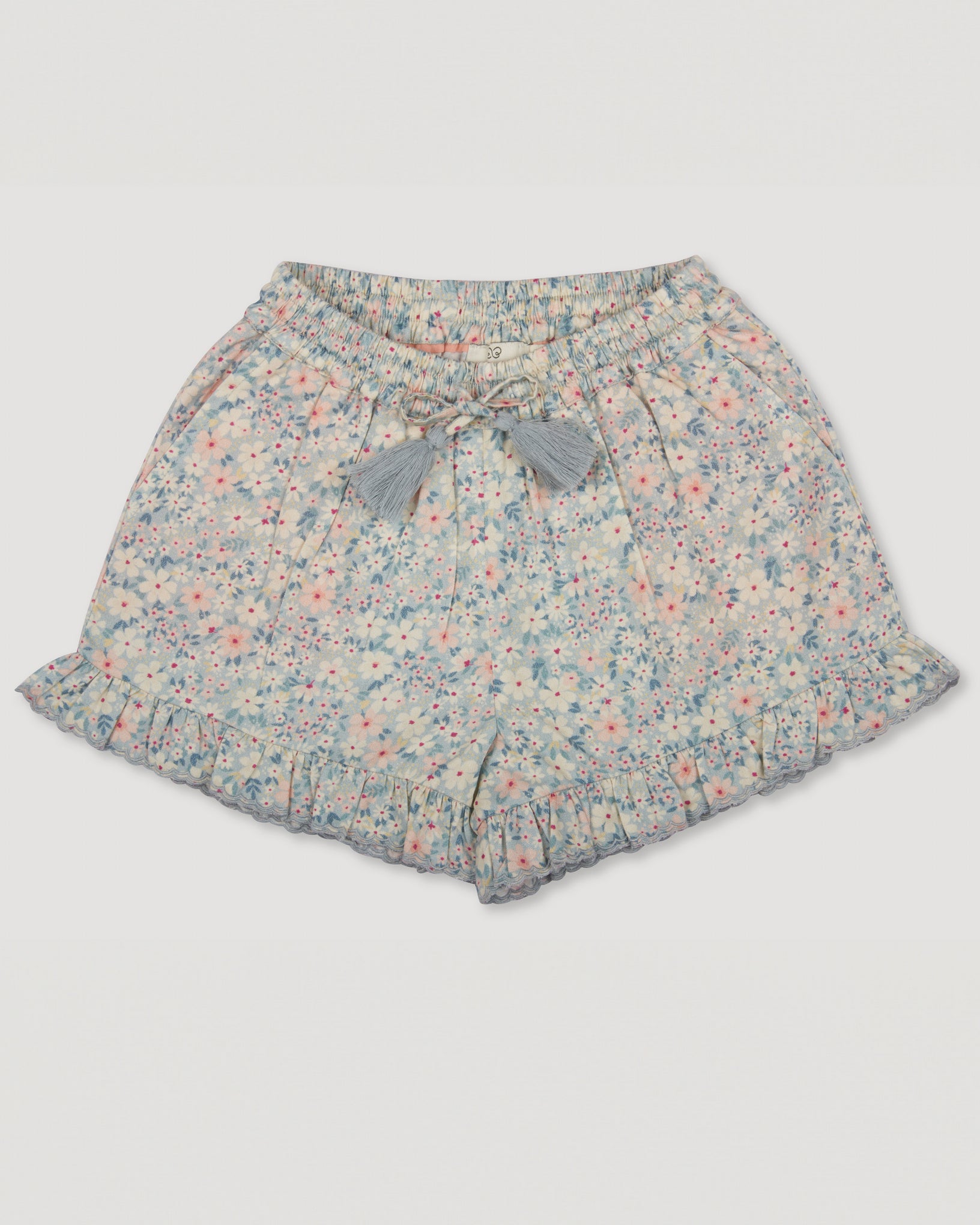 Early Sunday, Ambroise Shorts in Amelia print, made from Printed Cotton Twill fabric, featuring relaxed fit with an elasticated waistband for ease and comfort, shown in a front flat-lay view