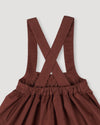 Early Sunday, Annie Skirt in Caramel color, made from Cotton Corduroy fabric, featuring a relaxed fit with an elastic waistband & beautiful embroidery, shown in a closeup flat-lay view