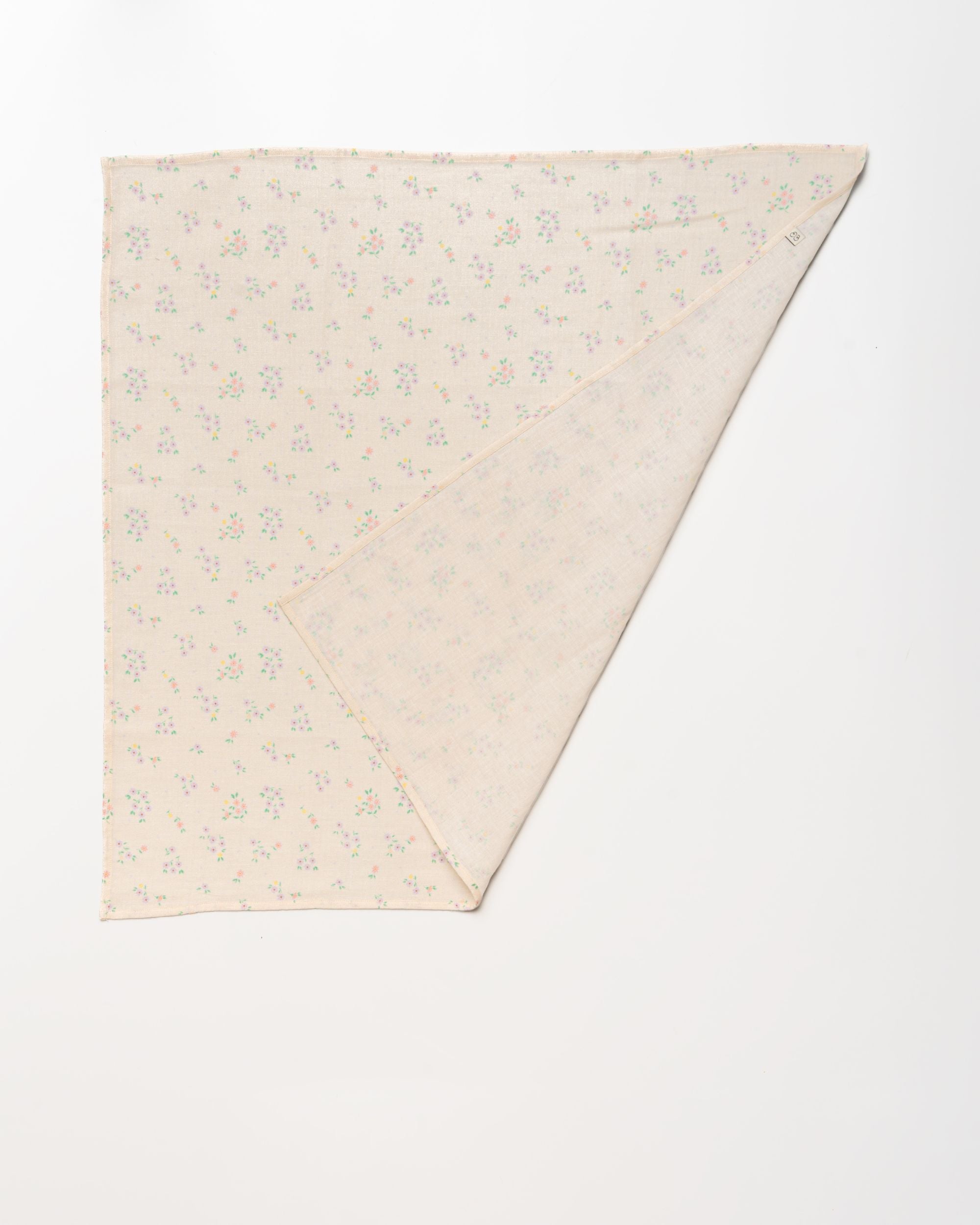 Early Sunday, Baby Napkin in Painted Bouquet print, made from Printed Cotton Double Gauze fabric, shown in a back flat-lay view