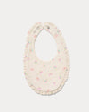 Early Sunday, Bib in Butterflies print, made from Printed Cotton Double Gauze fabric, shown in a back flat-lay view