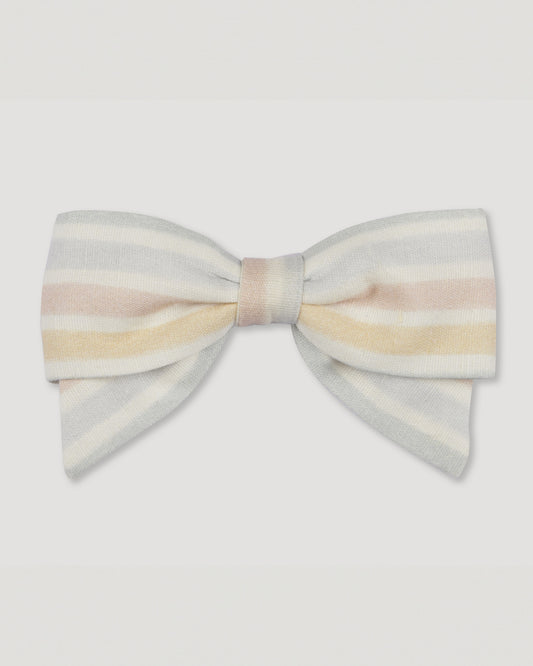 Early Sunday, Chiara Alligator Clip in Mini Flower print, made from Printed canvas 70% Cotton 30% Linen fabric, featuring a bow design on an alligator clip with a secure fit, shown in a front flat-lay view
