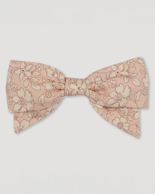 Early Sunday, Chiara Alligator Clip in Garden Flowers print, made from Printed Cotton Cambric fabric, featuring a bow design on an alligator clip with a secure fit, shown in a front flat-lay view