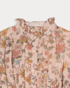 Early Sunday, Dawn Dress in Bloom, made from Printed Viscose Twill fabric, featuring a soft flowing hem, shown in a closeup flat-lay view