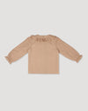 Early Sunday, Ella Blouse in Nude, made from Cotton Cambric fabric, featuring relaxed fit, frill detailing on the collar, and lace inserts, shown in a back flat-lay view