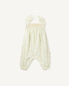 Early Sunday, Emma Baby Smocked Overalls Romper in Star Fish print, made from Printed Cotton Cambric fabric, featuring a relaxed fit with smocked chest band & frilled sleeves, shown in a front flat-lay view