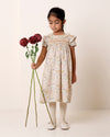Early Sunday, Erika Dress in Floral print, made from Printed Cotton Satin fabric, featuring Flowy A-line silhouette allows ease of movement and day-long comfort, shown in a front view of model wearing it