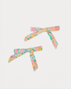 Early Sunday, Grace Clip in Emma Floral Mint color, made from Organic Printed Cotton Cambric fabric, featuring a set of two bow clips with a secure fit, shown in front flat-lay view