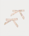 Early Sunday, Grace Clip in Painted Bouquet print, made from Printed 70% Cotton, 30% Linen fabric, featuring a set of two bow clips with a secure fit, shown in a front flat-lay view