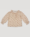 Early Sunday, Julianne Blouse in Ditsy Bouquet Cream print, made from Printed Viscose Rayon Twill fabric, featuring Comfort-first design with a playful silhouette, shown in a front flat-lay view