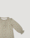 Early Sunday, Julianne Blouse in Ditsy Bouquet Jade print, made from Printed Viscose Rayon Twill fabric, featuring Comfort-first design with a playful silhouette, shown in a closeup flat-lay view