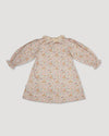 Early Sunday, Julie Dress in Floral print, made from Printed Cotton Satin fabric, featuring Delicate lace collar paired with a softly structured silhouette for a refined, timeless finish, shown in a back flat-lay view