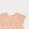Early Sunday, Lila Dress in Pink Sand color, made from Canvas 70% Cotton 30% Linen fabric, featuring a flattering mini dress with a relaxed fit, designed for comfort and effortless style, shown in a closeup flat-lay view
