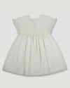 Early Sunday, Lila Dress in Mini Flower print, made from Printed canvas 70% Cotton 30% Linen fabric, featuring a flattering mini dress with a relaxed fit, designed for comfort and effortless style, shown in a back flat-lay view