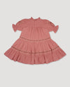 Early Sunday, Lilly Dress in Rose, made from Dyed Cotton Double Gauze fabric, featuring Delicate floral embroidery placed softly across the dress for a timeless, heirloom-inspired finish, shown in a back flat-lay view