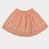 Early Sunday, Luna Skirt in Strawberry color, made from Cotton Dobby Swiss Dots fabric, featuring flattering silhouette with an easy fit, shown in a back flat-lay view