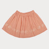 Early Sunday, Luna Skirt in Strawberry color, made from Cotton Dobby Swiss Dots fabric, featuring flattering silhouette with an easy fit, shown in a front flat-lay view