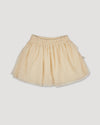 Early Sunday, Luna Skirt in Hazelnut Cream, made from Dyed Nylon Mesh Dobby fabric, featuring Elegant flow and gentle movement for everyday magic, shown in a front flat-lay view