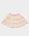 Early Sunday, Melissa Skirt in Butterflies print, made from Printed Cotton Tiny Swiss Dobby fabric, featuring tiered frilly skirt with smocked waistband, shown in a back flat-lay view