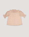 Early Sunday, Ophelie Blouse in Feather print, made from Printed Cotton Cambric fabric, featuring Comfort-first design with a playful silhouette and French seams, shown in a back flat-lay view