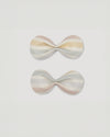 Early Sunday, Penelope Alligator Clip in Summer Stripe, made from Printed canvas 70% Cotton 30% Linen fabric, featuring a fabric bow design with a secure hair clip fastening, shown in a front flat-lay view