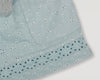 Early Sunday, Roman Shorts in Sea Dream color, made from All-Over Eyelet Embroidered Cotton Schifflie fabric, featuring relaxed fit with delicate finishes, combining style and functionality, shown in a detailed print flat-lay view