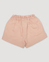 Early Sunday, Roman Shorts in Pink Sand color, made from Canvas 70% Cotton 30% Linen fabric, featuring relaxed fit with delicate finishes, combining style and functionality, shown in a back flat-lay view